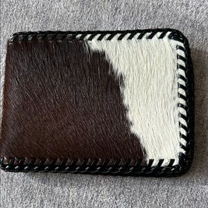 Cowhide Leather Wallet - Black and White